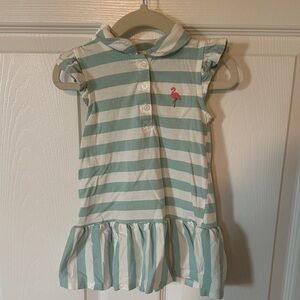 Carter's Green and White Striped Polo Dress
